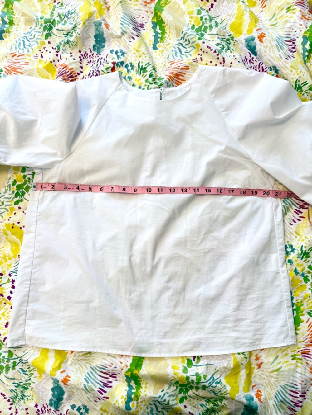 Muji Women’s M Quick Dry Puff Sleeve Half Sleeve White Cotton Blouse - Picture 11 of 12